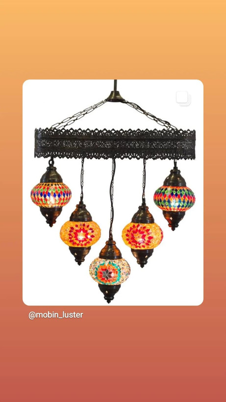 ,لوستر کنار سالنی دیوار کوب و اباژورمراکشی و برنجی